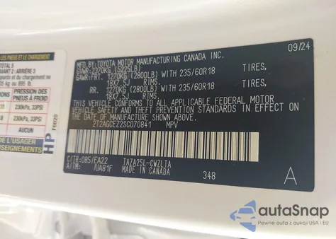 2025 Lexus Nx 350 from USA, damaged, VIN 2T2AGCEZ2SC070841